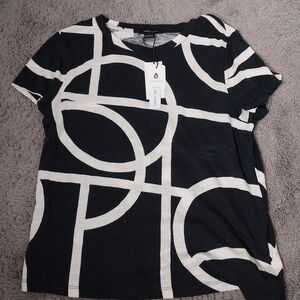 Sanctuary Black and Cream Geometric Short Sleeve Tee